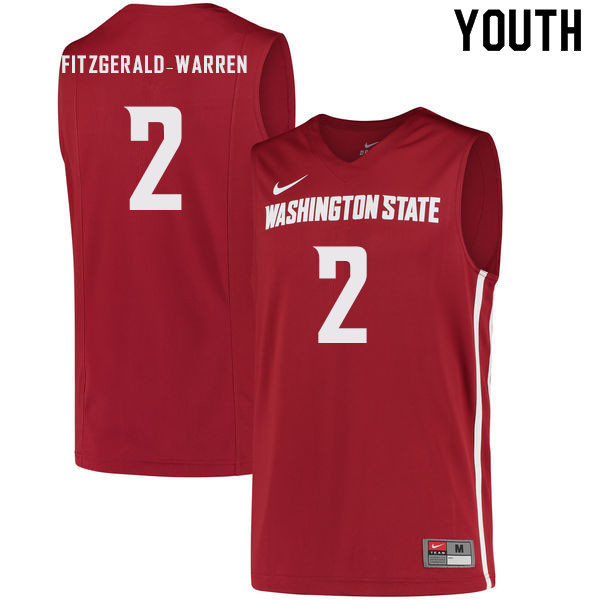 Youth #2 Myles Fitzgerald-Warren Washington State Cougars College Basketball Jerseys Sale-Crimson - Click Image to Close
